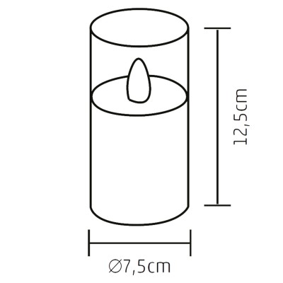 Lumanare LED in sticla,  Ø7,5x12,5 cm - CD 1